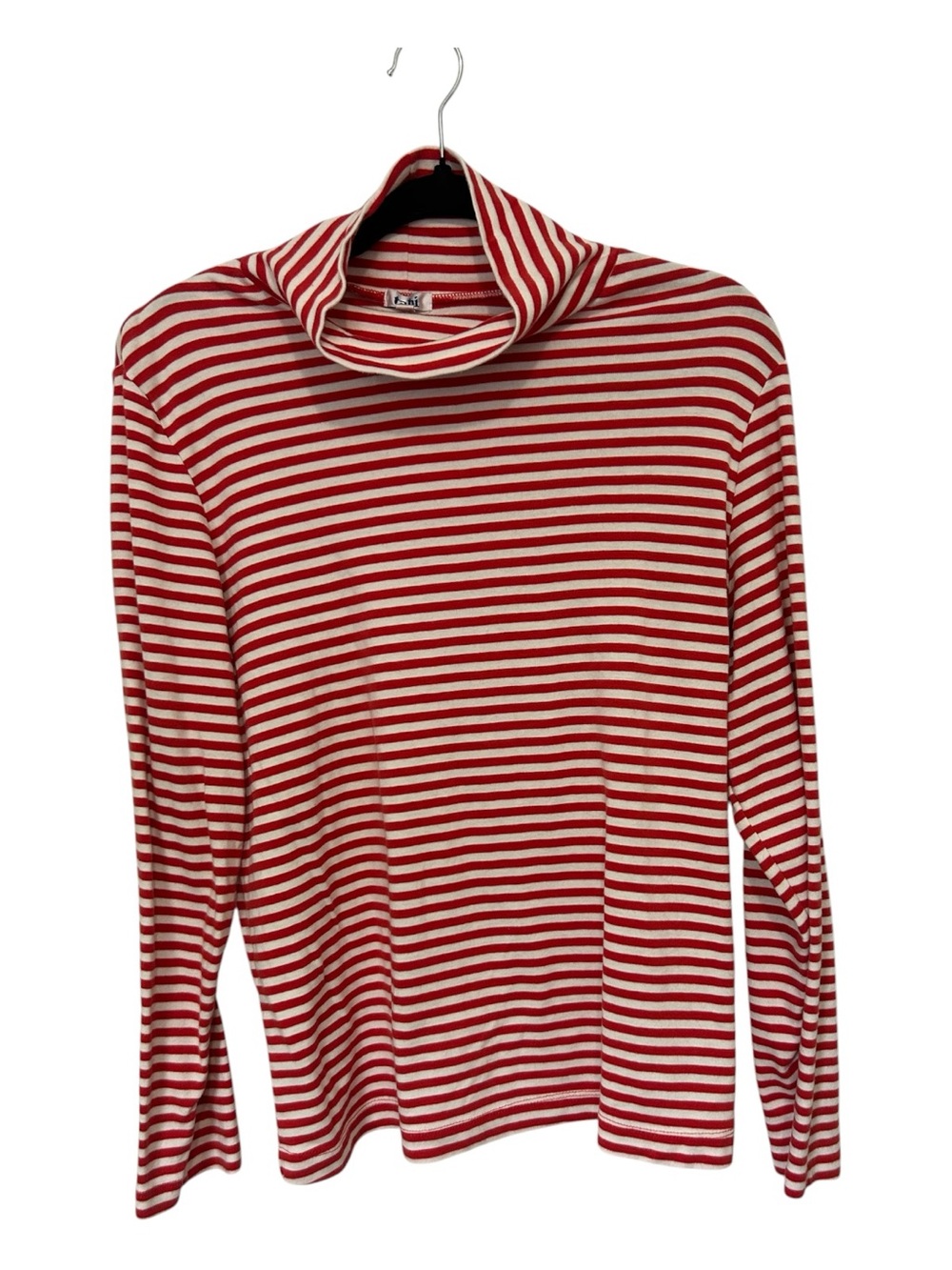 Tabi Striped Red & White Long Sleeve Turtleneck Top